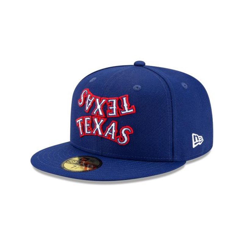 MLB Texas Rangers Team Mirror 59Fifty Fitted (ZXJ2824) - Blue New Era Caps